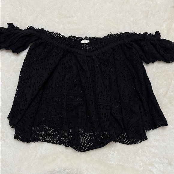 Garage Black Off-Shoulder Lace Blouse L - Picture 1 of 5